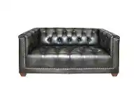 Warwick Leather Sofa, 2 Seater, IllyrianÂ Charcoal