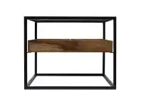 LivingStyles Nolan Glass & Iron Side Table with Mango Wood Tray offer