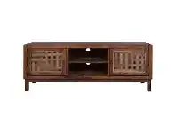 LivingStyles Wendell Mango Wood & Rattan 2 Door TV Unit, 150cm, Honey Brown offer