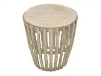 LivingStyles Hougham Mango Wood Round Side Table, White Washed Driftwood offer
