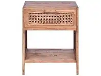 LivingStyles Wendell Mindi Wood & Rattan Side Table, Tobacco offer