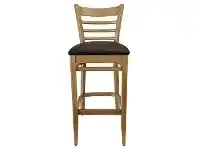 LivingStyles Durafurn Florence Commercial Grade European Beech Bar Stool, Vinyl Seat, Natural / Chocolate offer