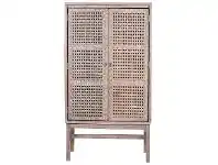 LivingStyles Lackrana Mindi Wood & Rattan 2 Door Cupboard, Grey Wash offer