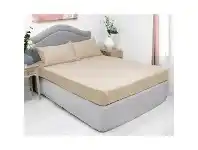 LivingStyles Ardor 3 Piece 1000TC Cotton Rich Fitted Bed Sheet Combo Set, Double, Stone offer