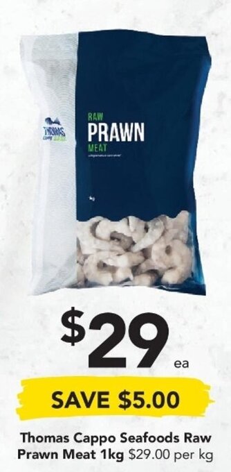 Drakes Thomas Cappo Seafoods Raw Prawn Meat 1kg offer