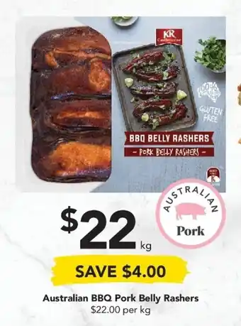 Drakes Australian BBQ Pork Belly Rasher per kg offer
