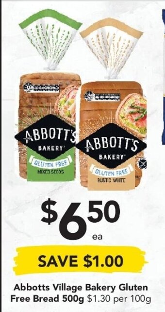Abbotts Village Bakery Gluten Free Bread 500g
