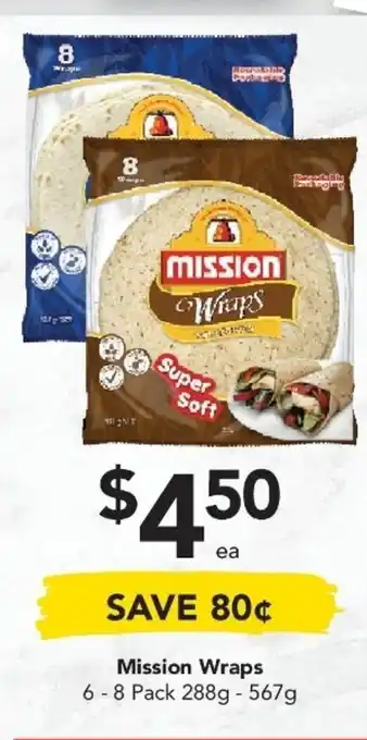 Drakes Mission Wraps 6-8 Pack 288g - 567g offer