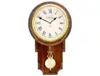 LivingStyles Cobb & Co. Pendulum Chime Wall Clock, Roman Numerals, Medium, Gloss Walnut / Brass offer