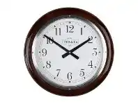 LivingStyles Cobb & Co. Railway Wall Clock, Arabic Numerals, Large, Gloss Walnut / Chrome offer