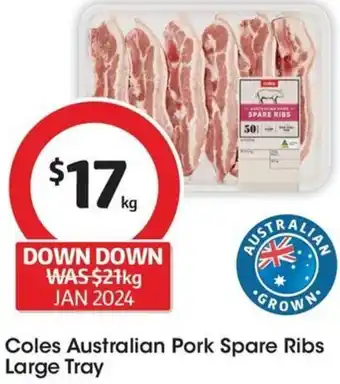 Coles Coles Australian Pork Spare Ribs Large Tray offer