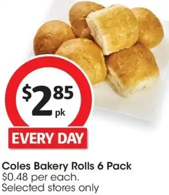 Coles Coles Bakery Rolls 6 Pack offer