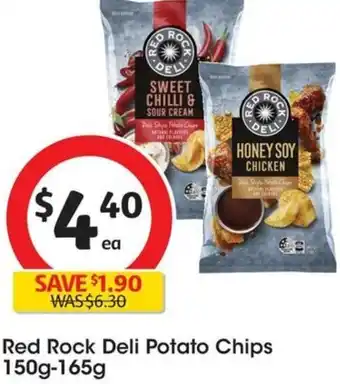 Coles Red Rock Deli Potato Chips 150g-165g offer