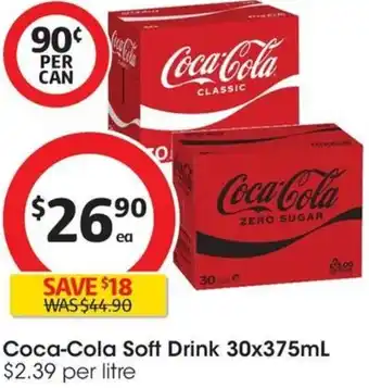 Coles Coca-Cola Soft Drink 30x375mL offer