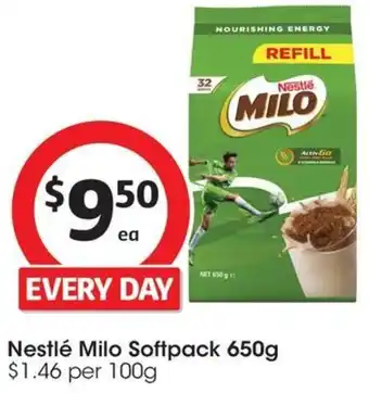 Coles Nestlé Milo Softpack 650g offer