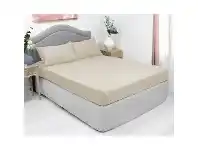 LivingStyles Ardor 3 Piece 1000TC Cotton Rich Fitted Bed Sheet Combo Set, Double, Ivory offer