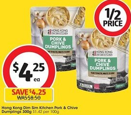 Coles Hong Kong Dim Sim Kitchen Pork & Chive Dumplings 300g offer
