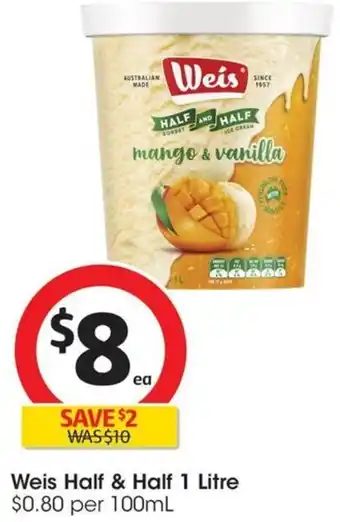 Coles Weis Half & Half 1 Litre offer