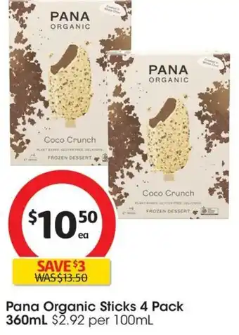 Coles Pana Organic Sticks 4 Pack 360mL offer