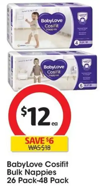Coles BabyLove Cosifit Bulk Nappies 26 Pack-48 Pack offer