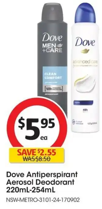 Coles Dove Antiperspirant Aerosol Deodorant 220mL-254mL offer