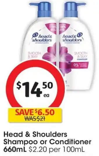 Coles Head & Shoulders Shampoo or Conditioner 660mL offer