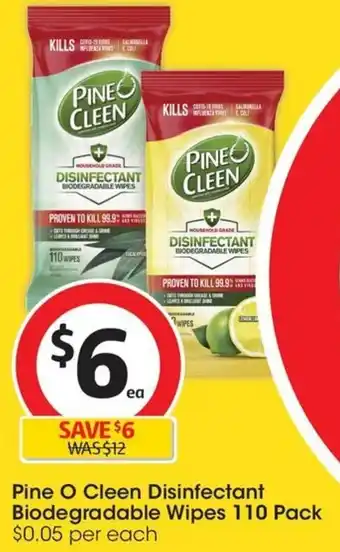Coles Pine O Cleen Disinfectant Biodegradable Wipes 110 Pack offer