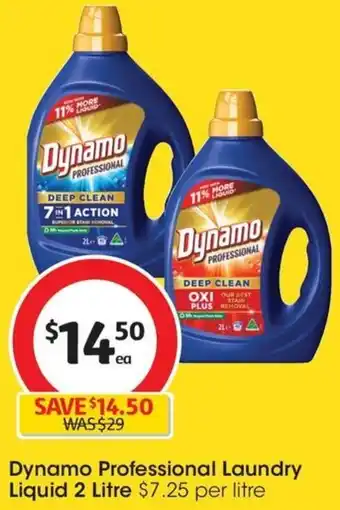 Coles Dynamo Professional Laundry Liquid 2 Litre offer
