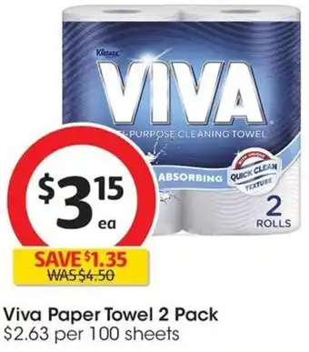 Coles Viva Paper Towel 2 Pack offer