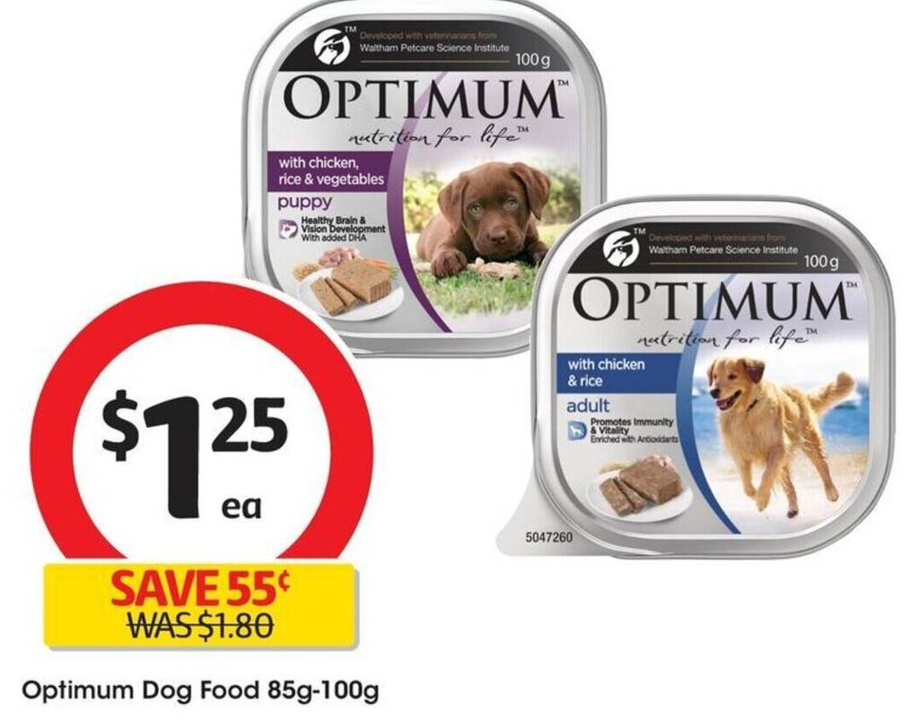 Optimum Dog Food 85g100g offer at Coles