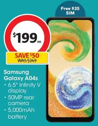 Coles Samsung Galaxy A04s offer