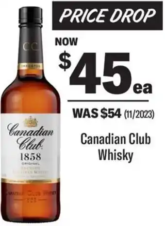 Coles Canadian Club Whisky offer
