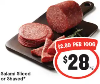 IGA Salami Sliced or Shaved offer