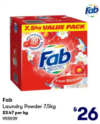 BIG W Fab Laundry Powder 7.5kg offer