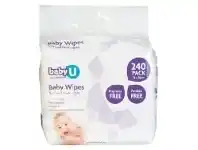 BabyU Baby Wipes Fragrance Free 240 Pack
