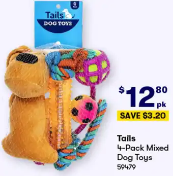 BIG W Tails 4-Pack Mixed Dog Toys offer
