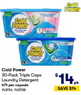 BIG W Cold Power 30-Pack Triple Caps Laundry Detergent offer
