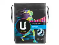 U by Kotex Sport Ultrathins Pads Regular Wing 12 Pack