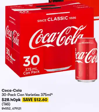 BIG W Coca-Cola 30-Pack Can Varieties 375ml offer