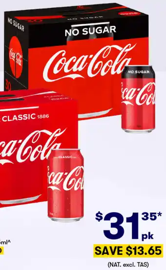 BIG W Coca-Cola NO SUGAR offer