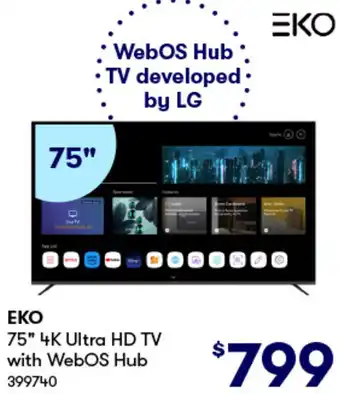 BIG W ΕΚΟ 75" 4K Ultra HD TV with WebOS Hub offer