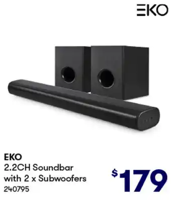 BIG W EKO 2.2CH Soundbar with 2 x Subwoofers offer
