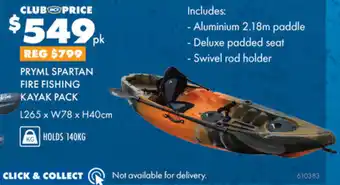 BCF PRYML SPARTAN FIRE FISHING KAYAK PACK offer
