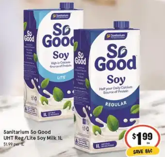 IGA Sanitarium So Good UHT Reg/Lite Soy Milk 1L offer