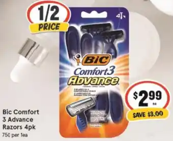 IGA Bic Comfort 3 Advance Razors 4pk offer