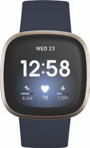 The Good Guys Fitbit Versa 3 - Midnight Blue/Soft Gold offer