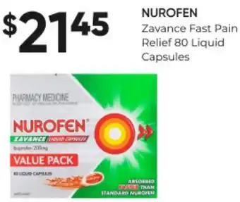 Healthy Life NUROFEN Zavance Fast Pain Relief 80 Liquid Capsules offer