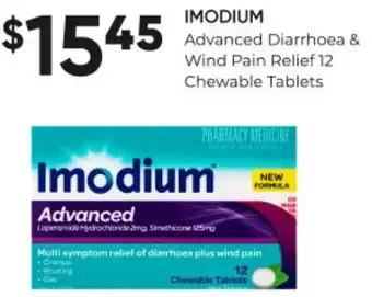 Healthy Life IMODIUM Advanced Diarrhoea & Wind Pain Relief 12 Chewable Tablets offer