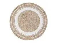 LivingStyles Harrison Round Jute Rug, 120cm, White / Natural offer