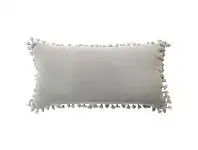 LivingStyles Breakfast Cotton Velvet Lumbar Cushion with Knots, Light Grey offer